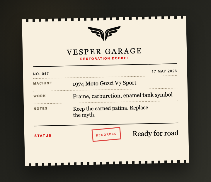 Vesper Garage restoration receipt.