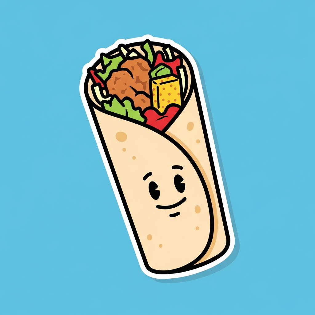 Mascot sticker style illustration of the Crispy Counter Wrap