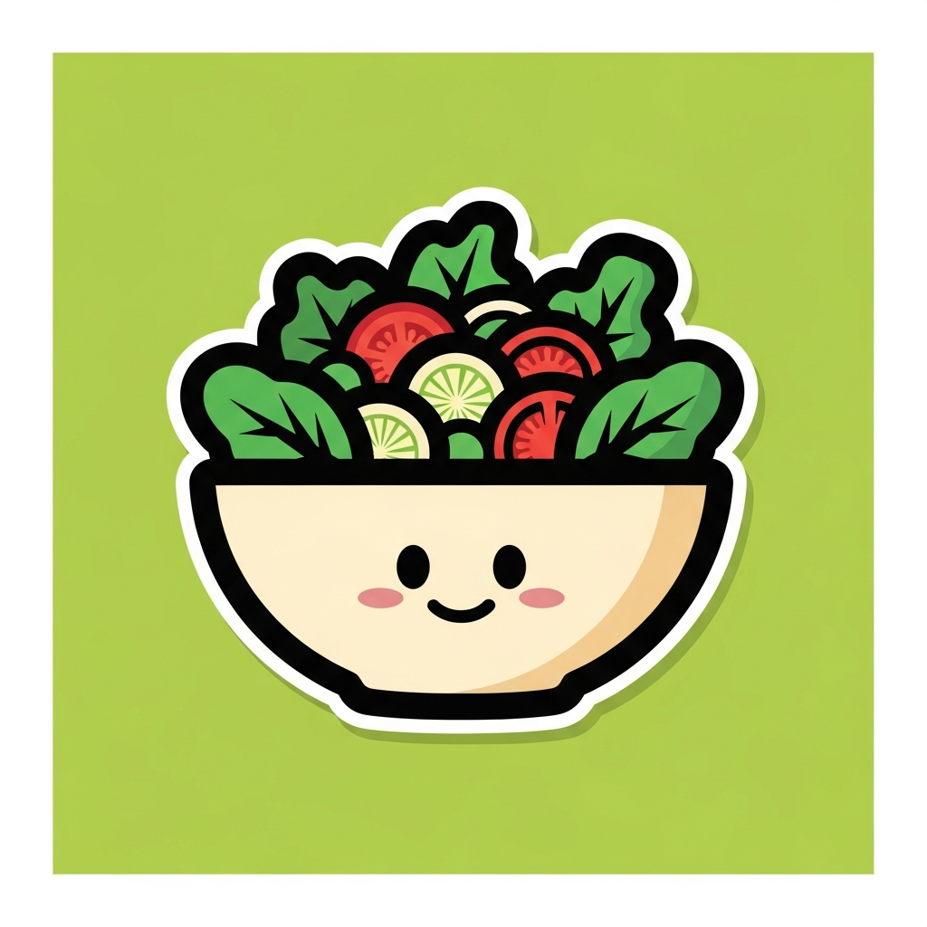 Mascot sticker style illustration of the Market Chop Salad